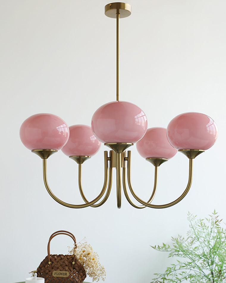 Diff Pink Glass Globe Arm Chandelier-DF2052