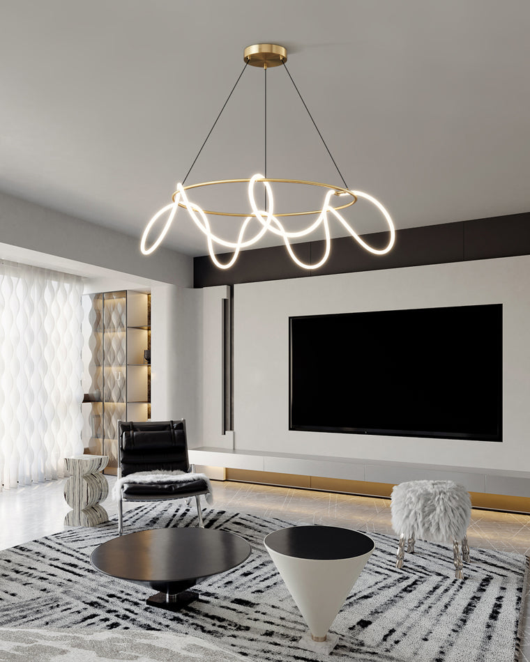 Diff Hose LED Linear/Circular Brass Chandelier-DF2059