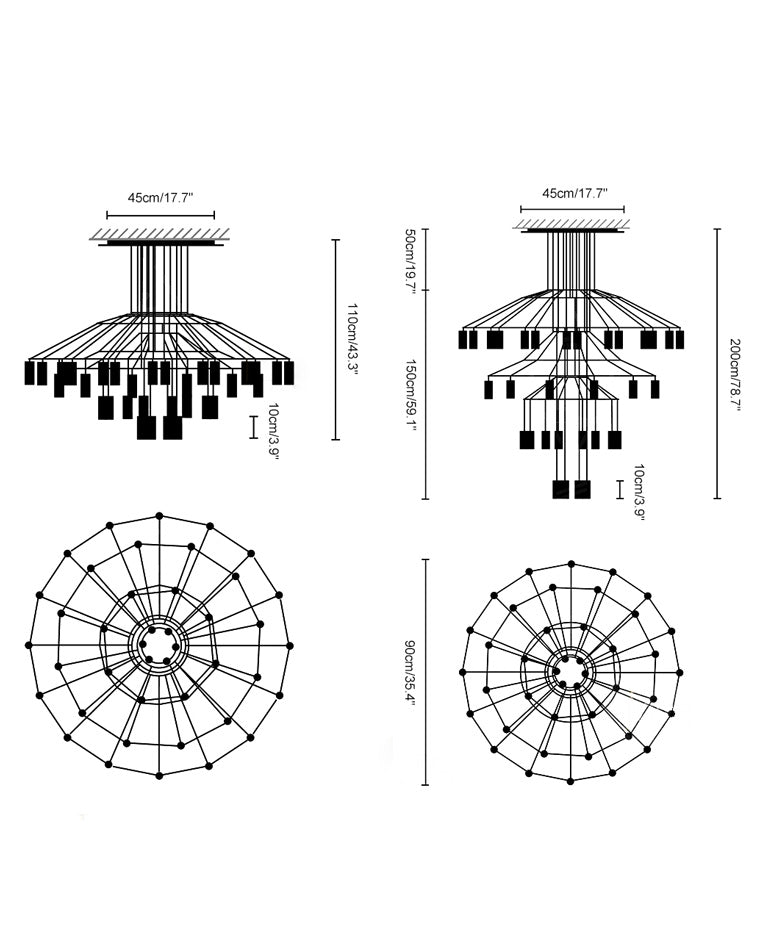 Diff Wire Tiered Sculptural Chandelier-DF2066