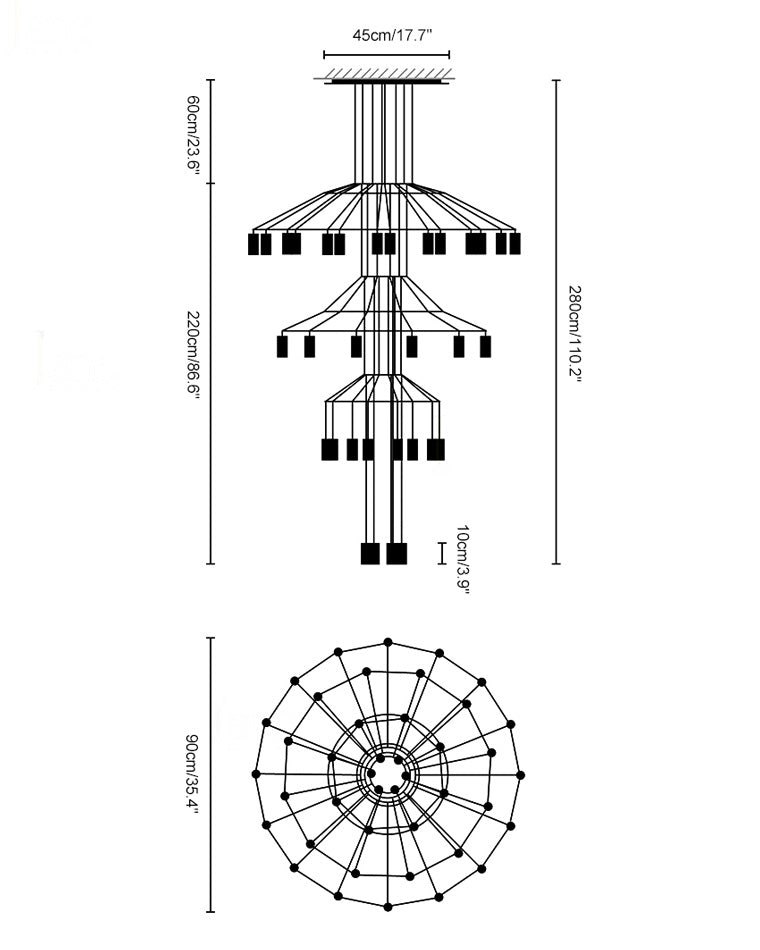 Diff Wire Tiered Sculptural Chandelier-DF2066