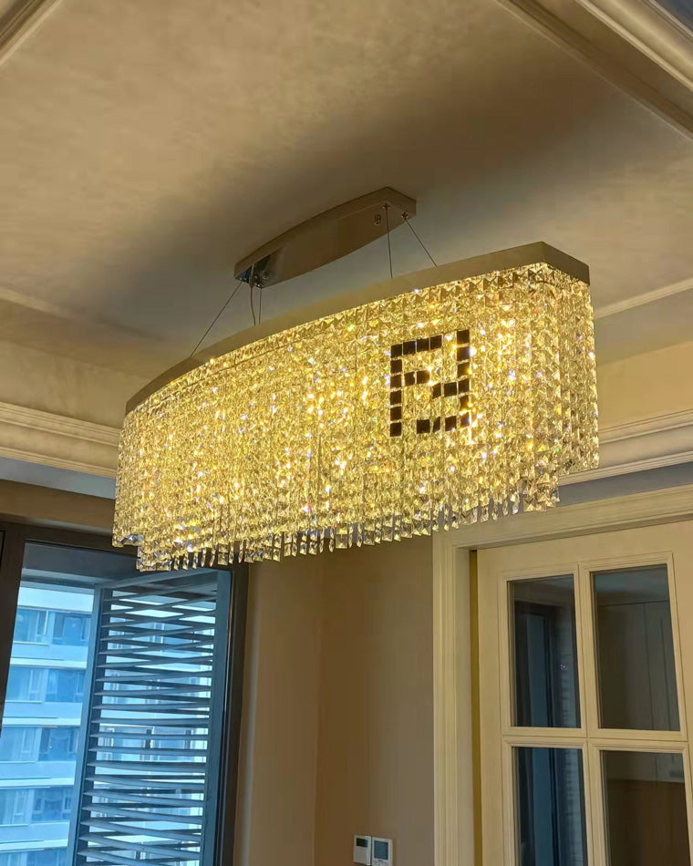 Diff 2-Tier Round/Rectangular Crystal Chandelier-DF2071