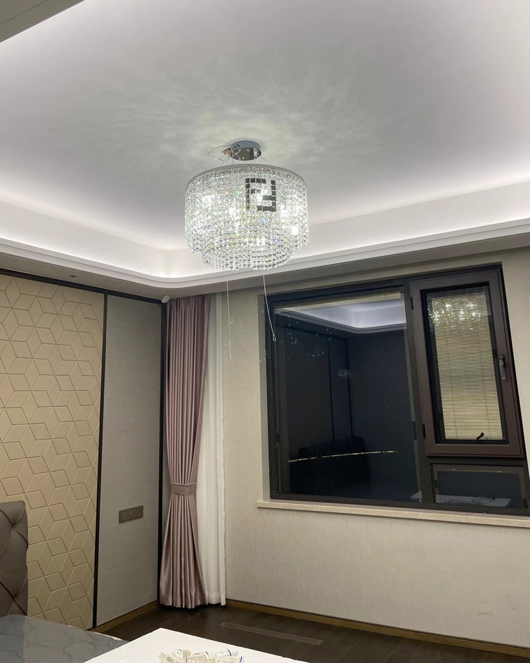 Diff 2-Tier Round/Rectangular Crystal Chandelier-DF2071