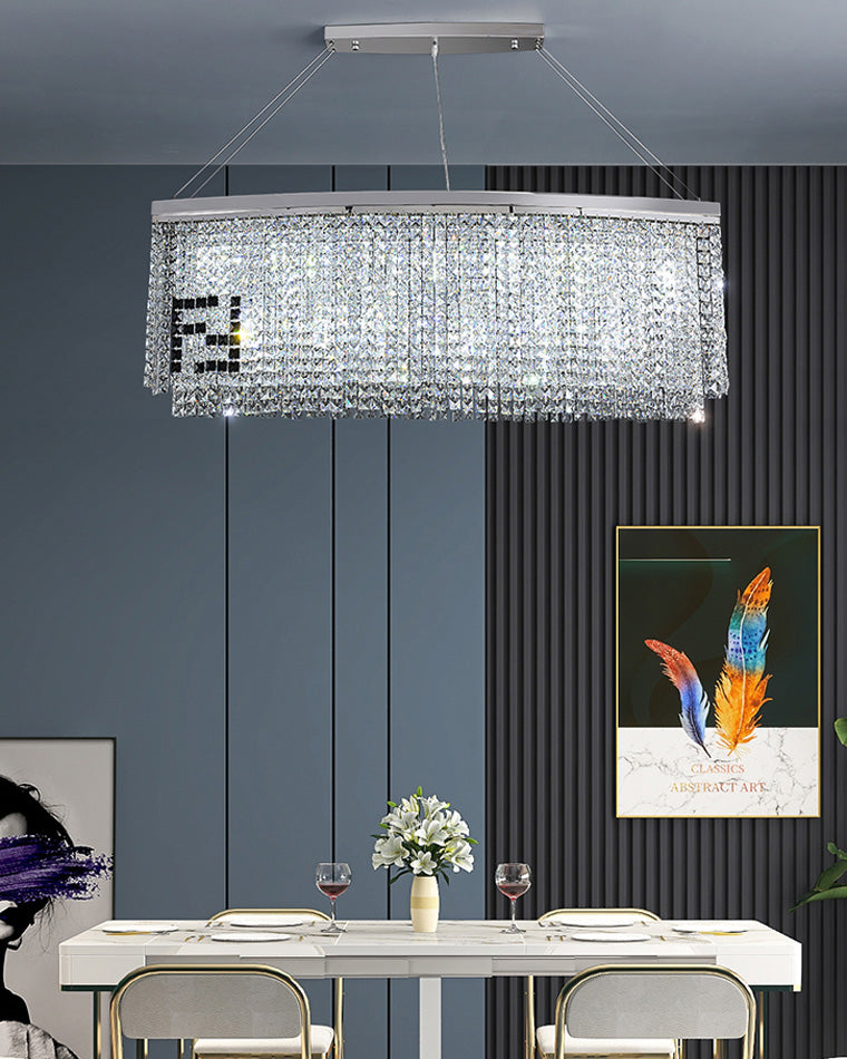 Diff 2-Tier Round/Rectangular Crystal Chandelier-DF2071