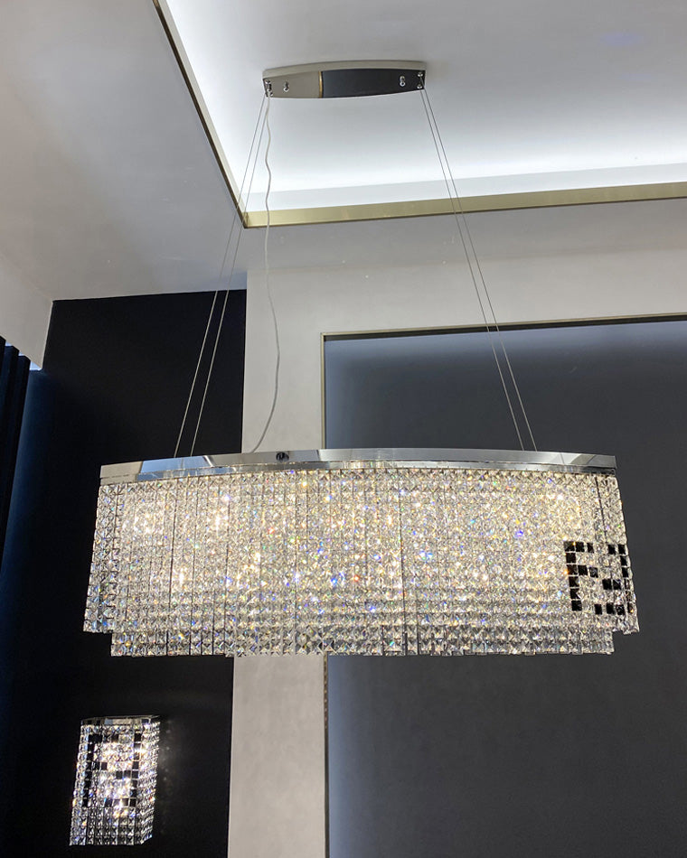 Diff 2-Tier Round/Rectangular Crystal Chandelier-DF2071