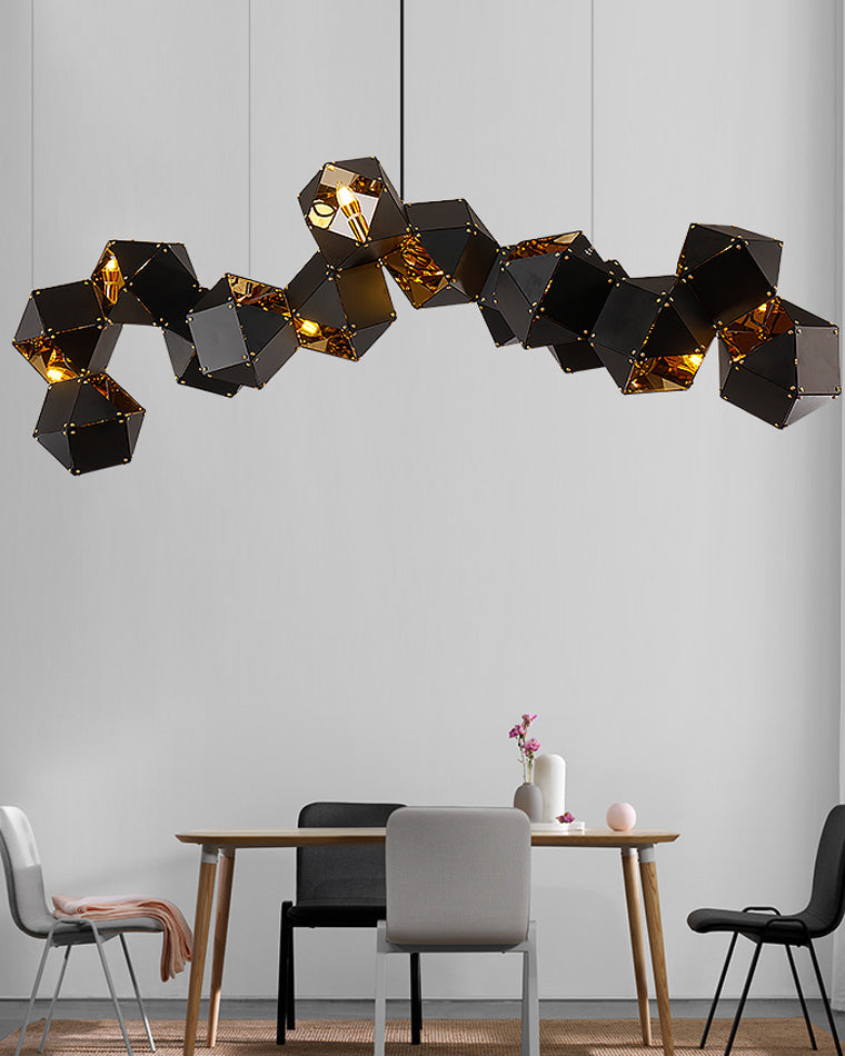 Diff Long Steel Sculptural Chandelier-DF2076