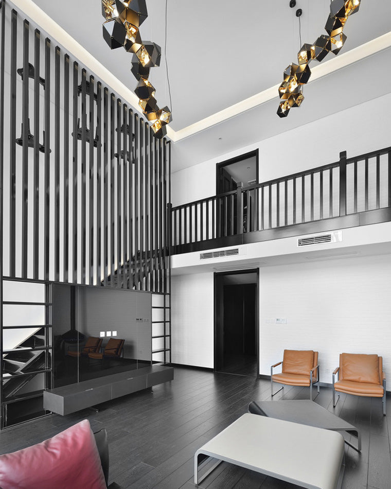 Diff Long Steel Sculptural Chandelier-DF2076