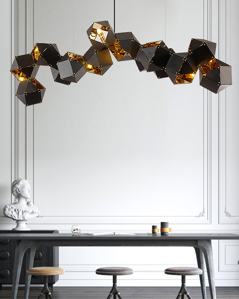 Diff Long Steel Sculptural Chandelier-DF2076