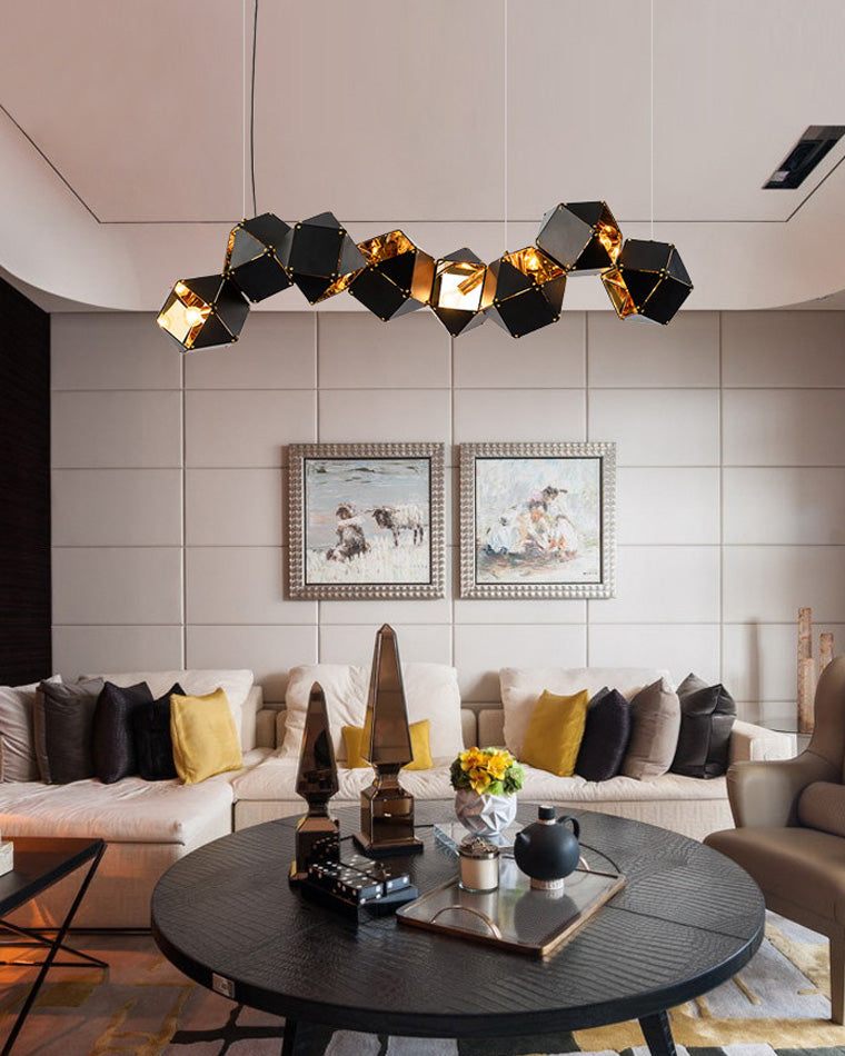 Diff Long Steel Sculptural Chandelier-DF2076