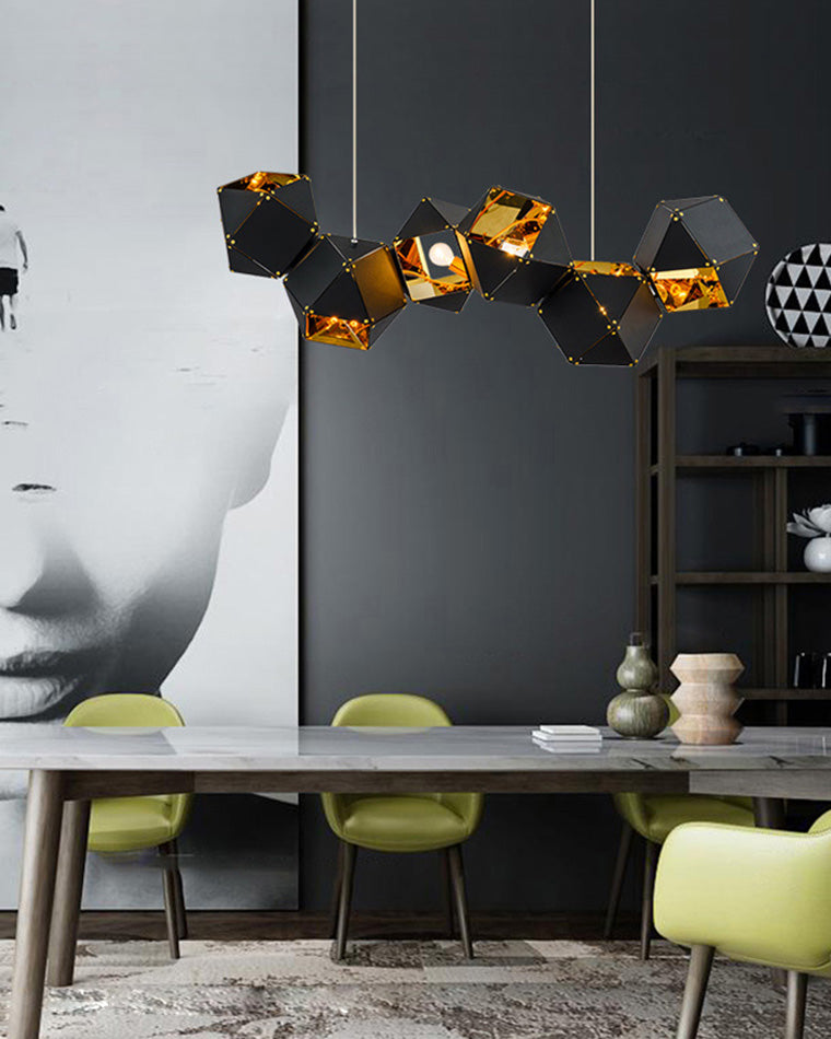 Diff Long Steel Sculptural Chandelier-DF2076