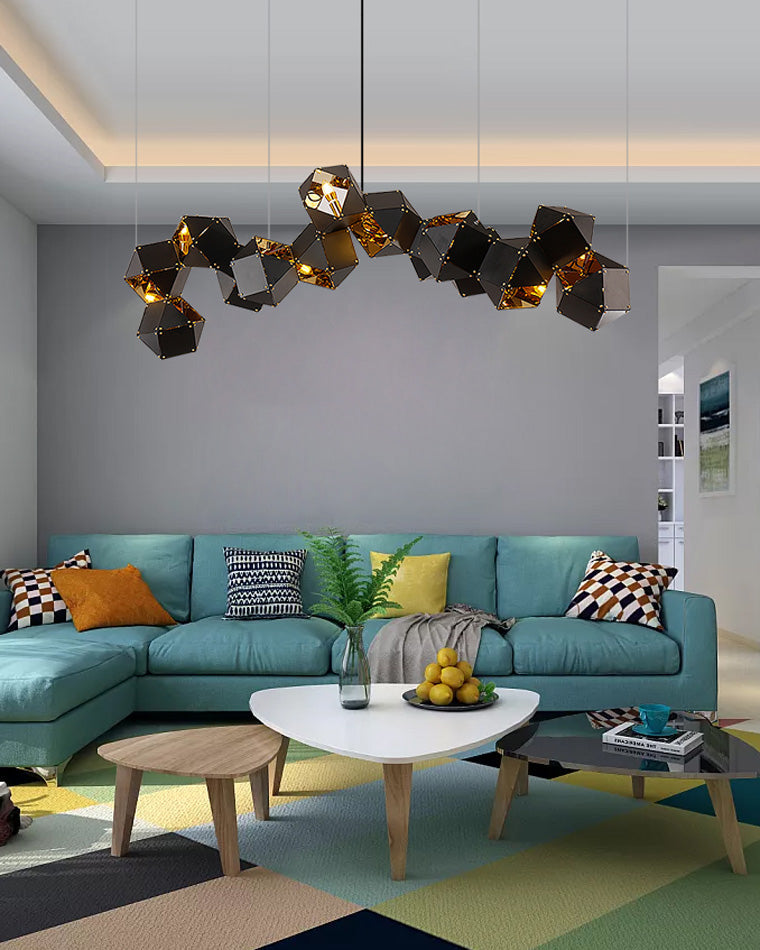 Diff Long Steel Sculptural Chandelier-DF2076