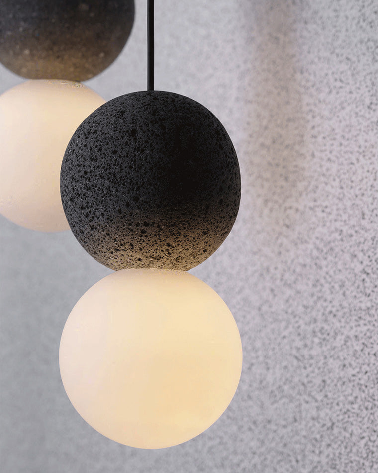 Diff White & Black Glass Globe Pendant Light-DF2086