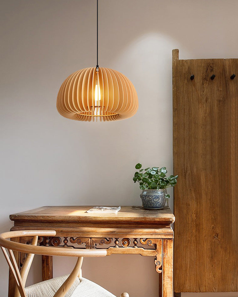 Diff Pumpkin Wood Pendant Light-DF2105