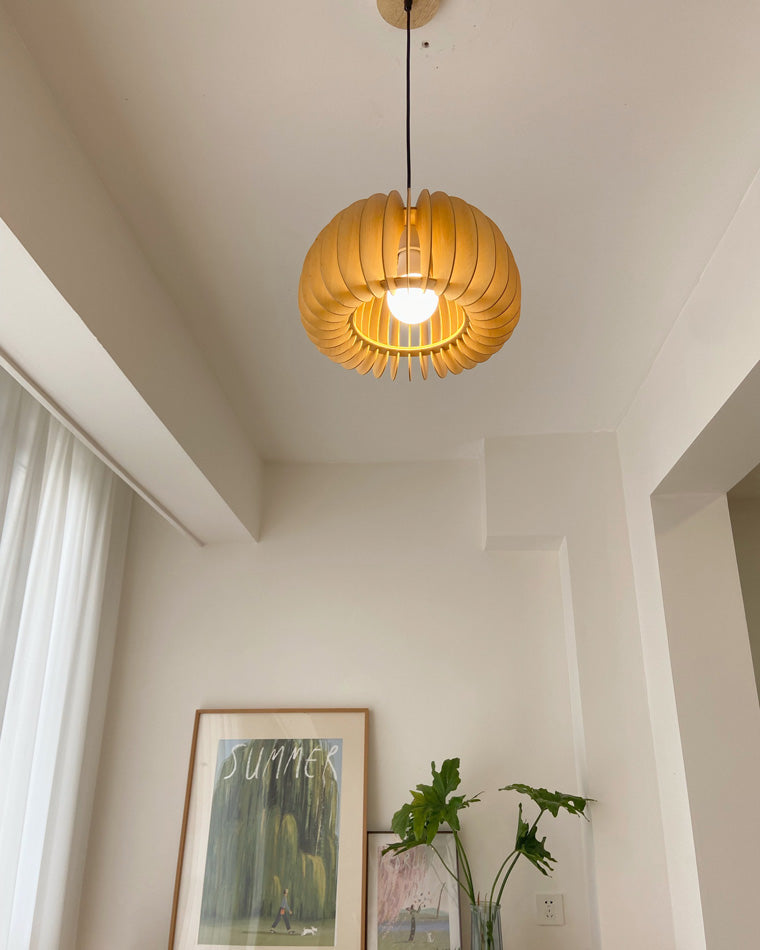 Diff Pumpkin Wood Pendant Light-DF2105