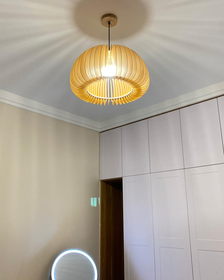 Diff Pumpkin Wood Pendant Light-DF2105