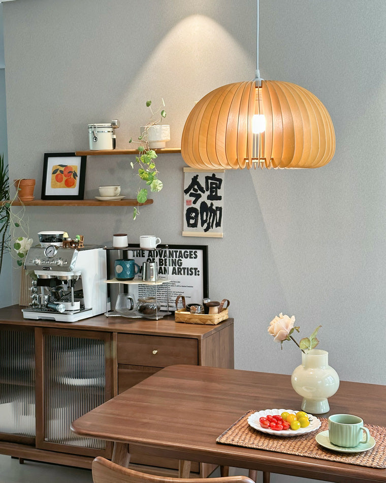 Diff Pumpkin Wood Pendant Light-DF2105