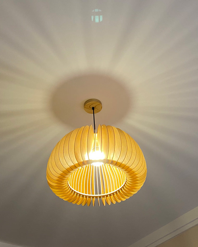 Diff Pumpkin Wood Pendant Light-DF2105