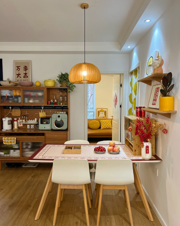 Diff Pumpkin Wood Pendant Light-DF2105