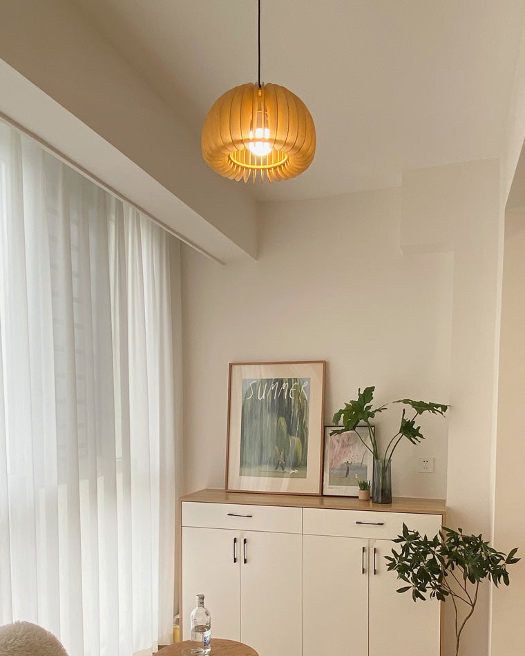 Diff Pumpkin Wood Pendant Light-DF2105