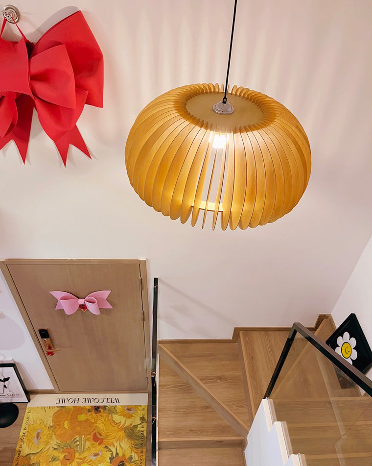 Diff Pumpkin Wood Pendant Light-DF2105