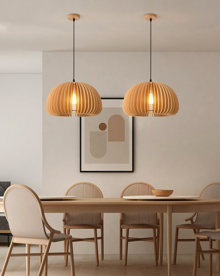 Diff Pumpkin Wood Pendant Light-DF2105