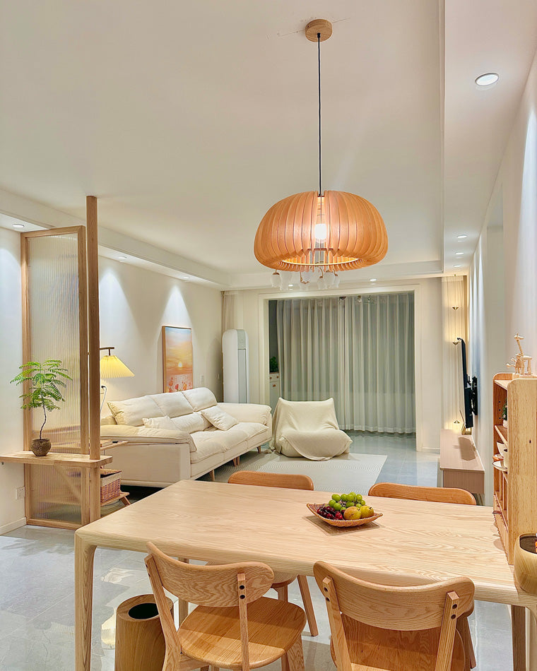 Diff Pumpkin Wood Pendant Light-DF2105