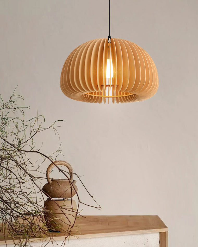 Diff Pumpkin Wood Pendant Light-DF2105