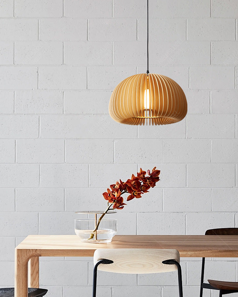 Diff Pumpkin Wood Pendant Light-DF2105
