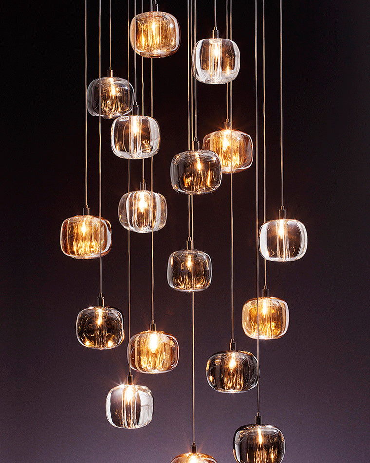 Diff Colored Glass Multi Pendant Chandelier-DF2111