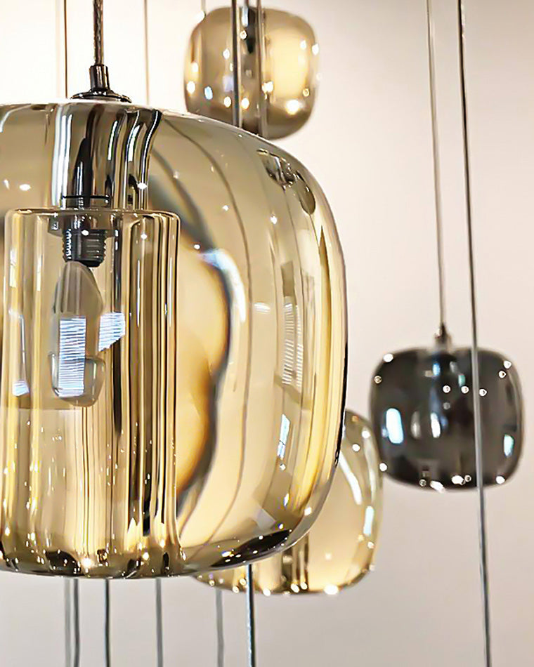 Diff Colored Glass Multi Pendant Chandelier-DF2111