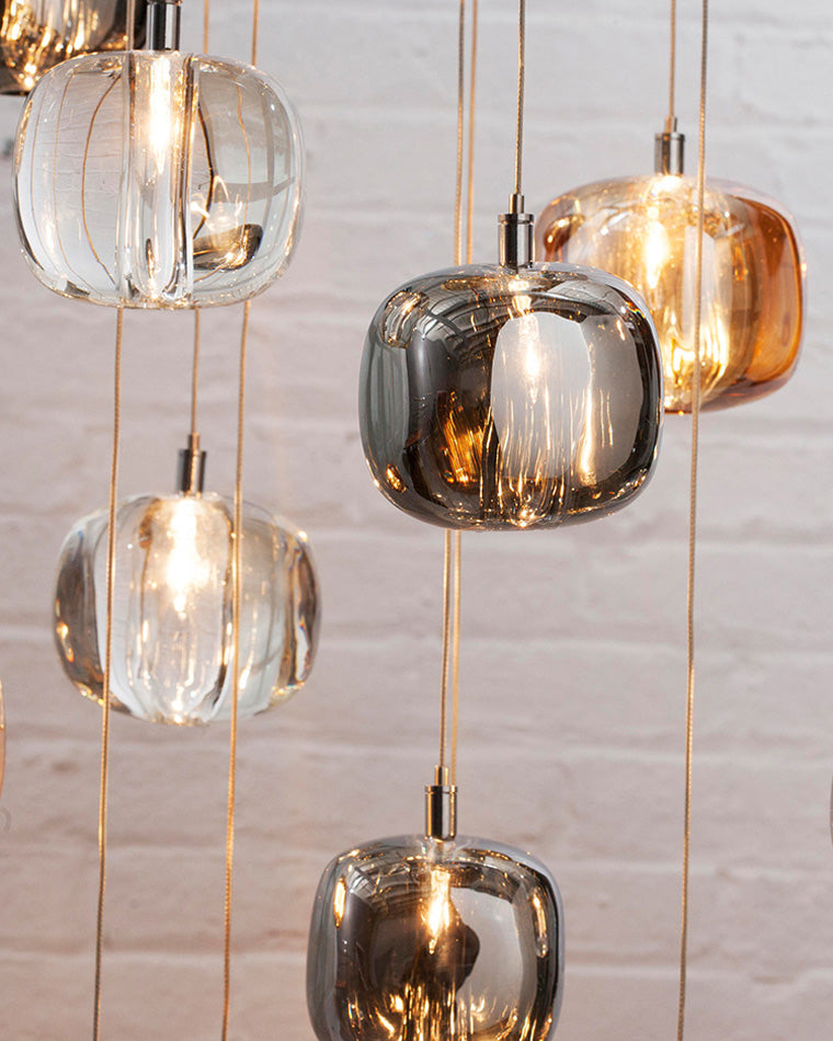 Diff Colored Glass Multi Pendant Chandelier-DF2111
