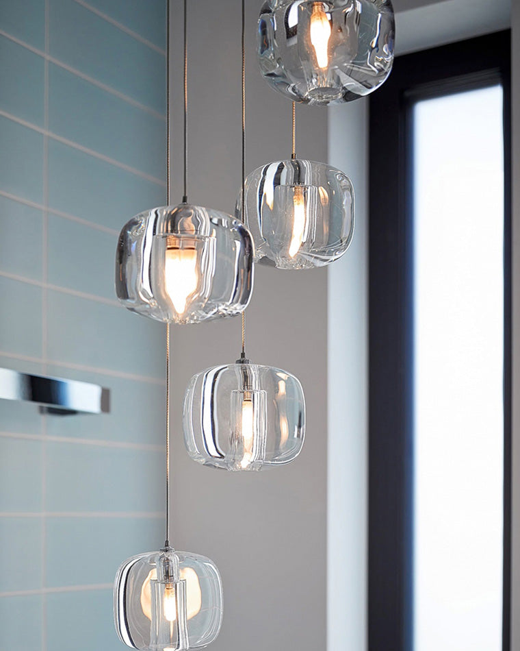 Diff Colored Glass Multi Pendant Chandelier-DF2111