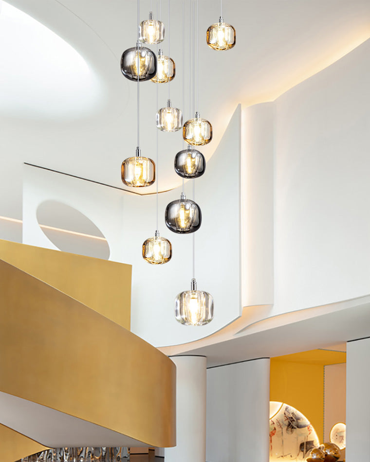 Diff Colored Glass Multi Pendant Chandelier-DF2111