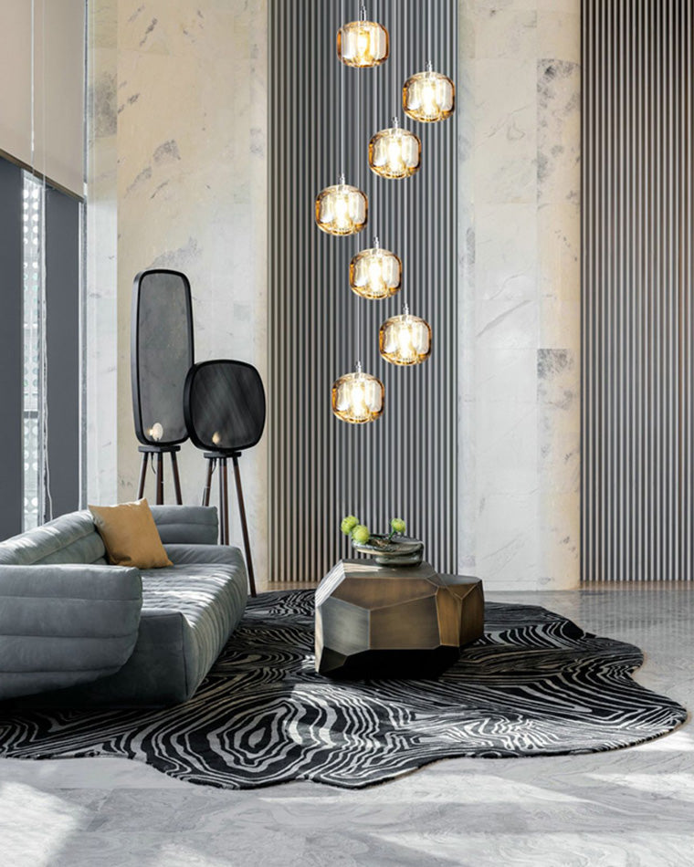 Diff Colored Glass Multi Pendant Chandelier-DF2111