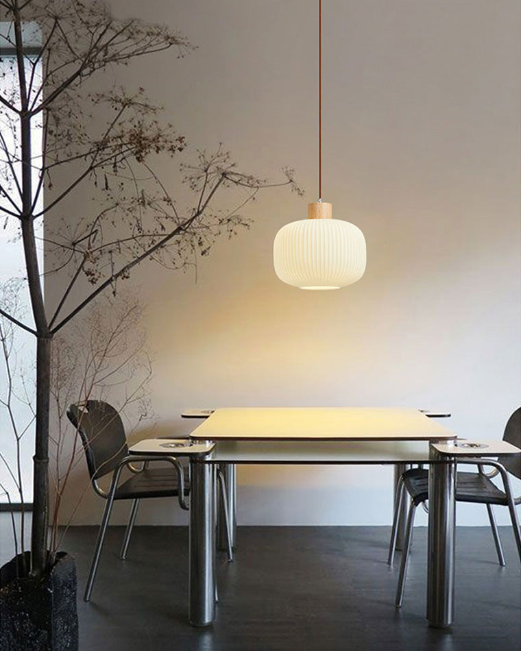 Diff Ribbed Milk Glass Lantern Pendant Light-DF2115
