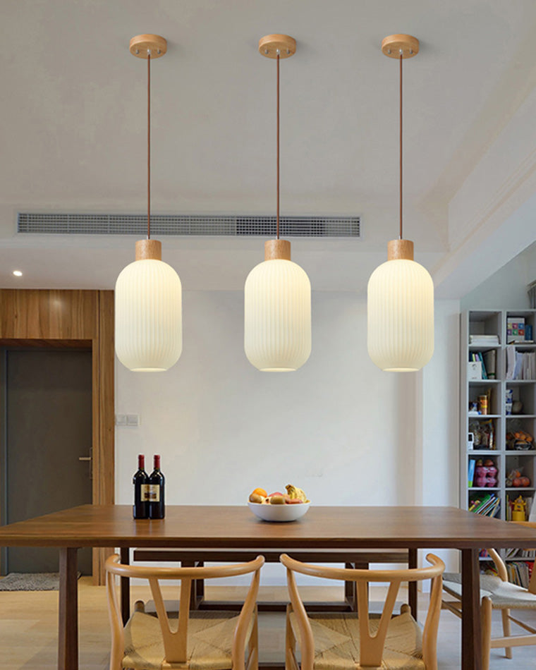 Diff Ribbed Milk Glass Lantern Pendant Light-DF2115