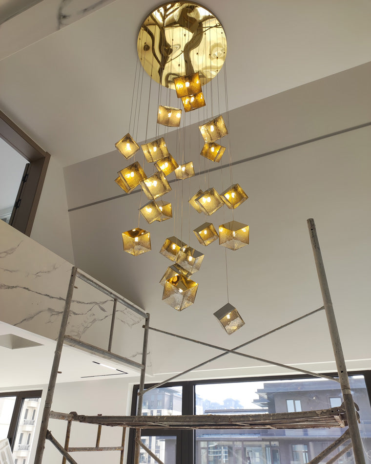 Diff Ice Cube Textured Glass Chandelier-DF2150