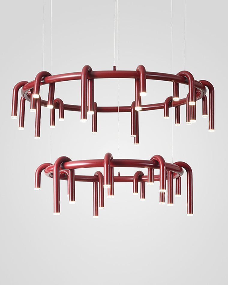 Diff U-tubes Red Round Chandelier-DF2157
