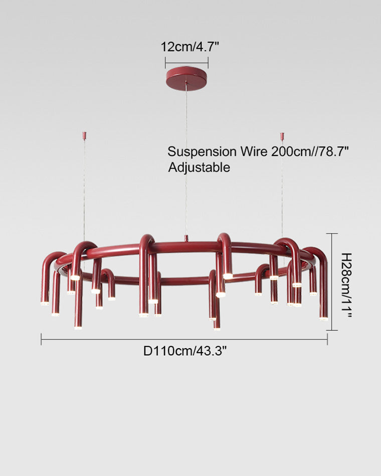 Diff U-tubes Red Round Chandelier-DF2157