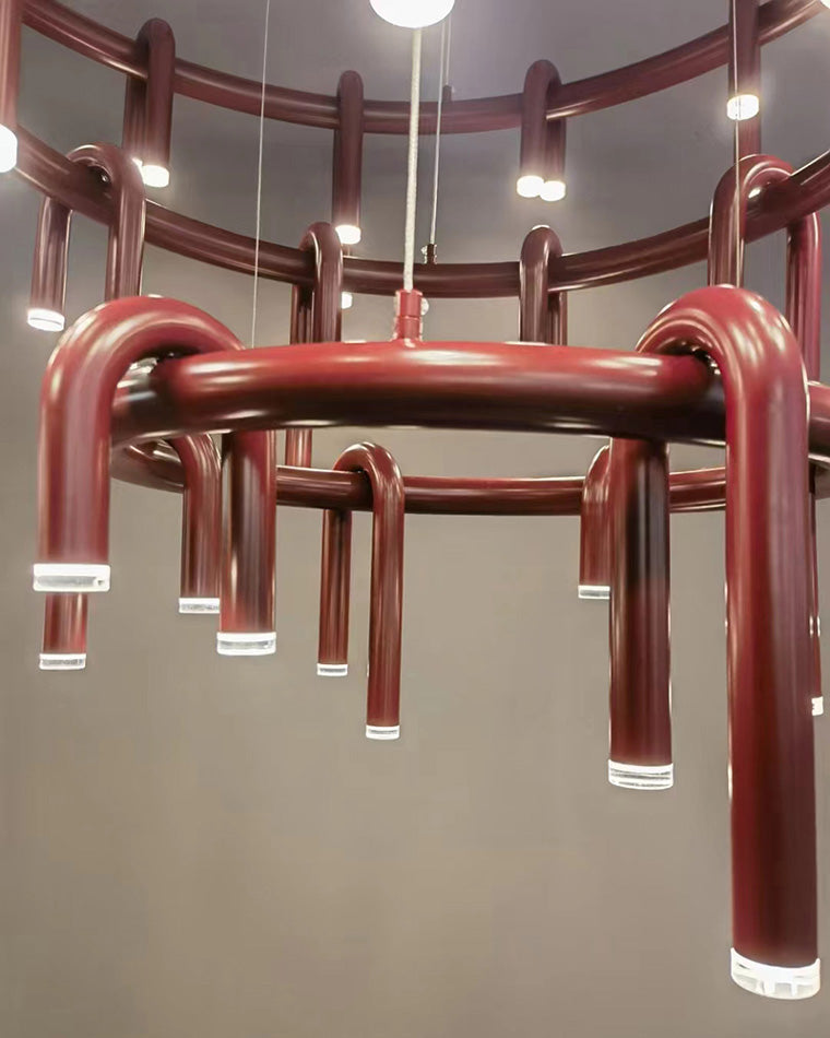Diff U-tubes Red Round Chandelier-DF2157