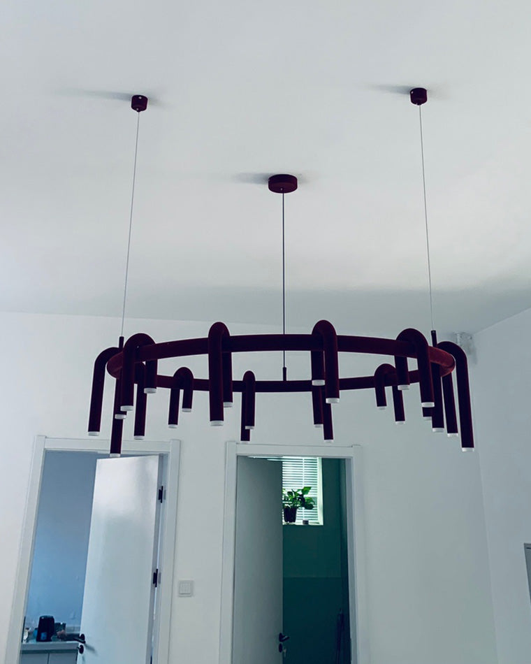 Diff U-tubes Red Round Chandelier-DF2157