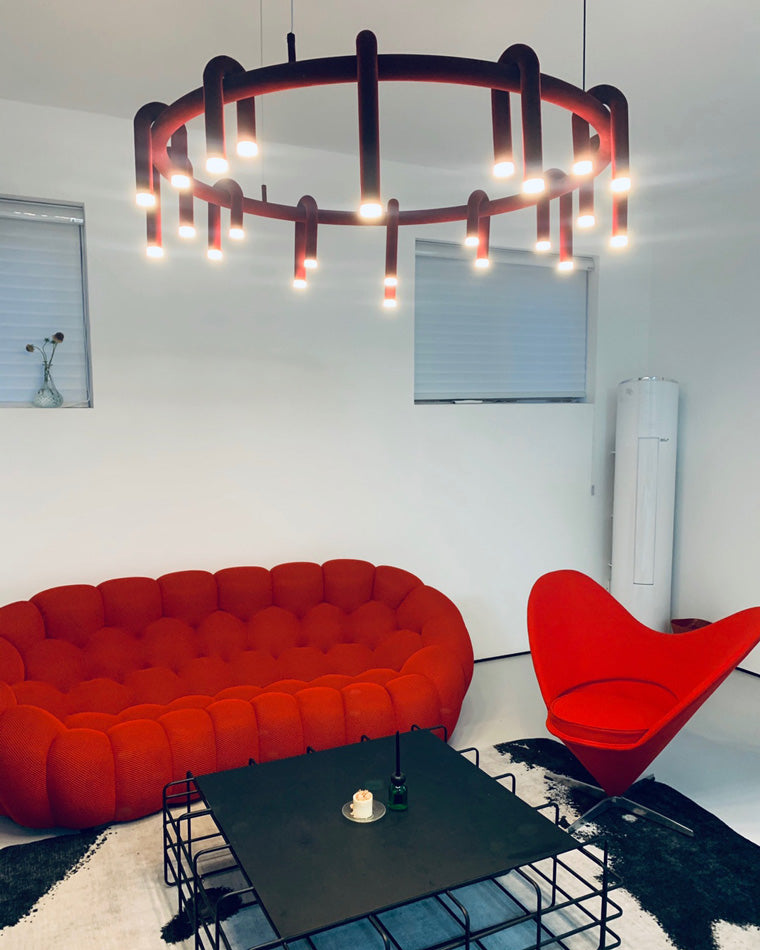 Diff U-tubes Red Round Chandelier-DF2157