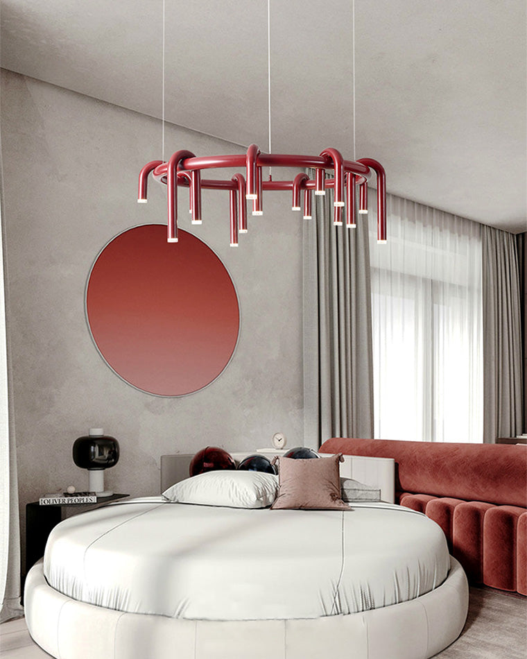Diff U-tubes Red Round Chandelier-DF2157