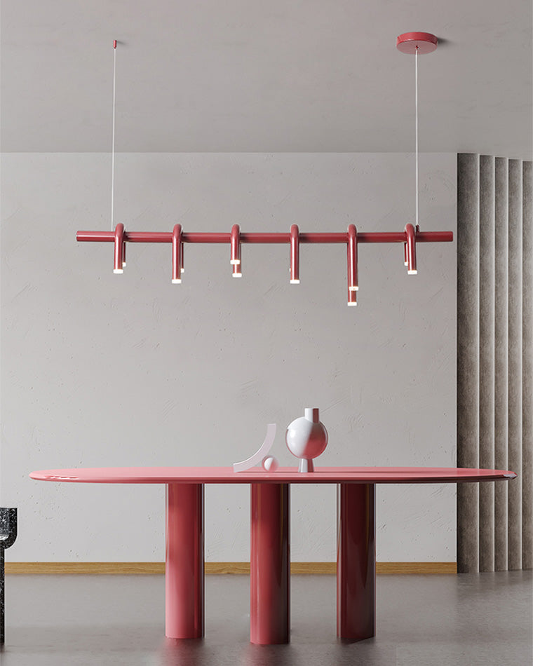 Diff U-tubes Red Round Chandelier-DF2157