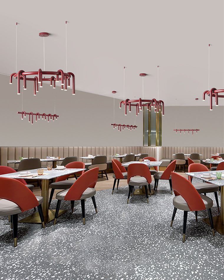 Diff U-tubes Red Round Chandelier-DF2157