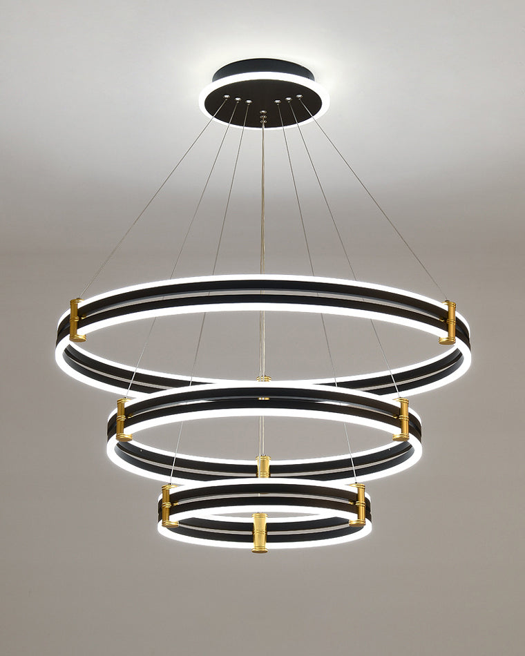 Diff Tiered Black Rings Chandelier-DF2172