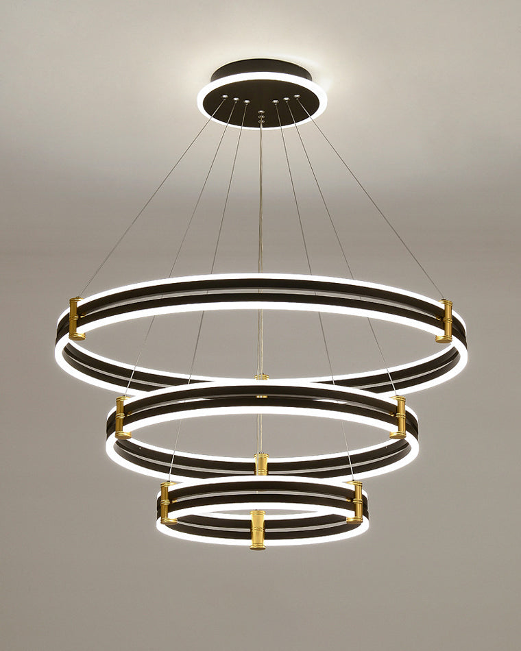 Diff Tiered Black Rings Chandelier-DF2172