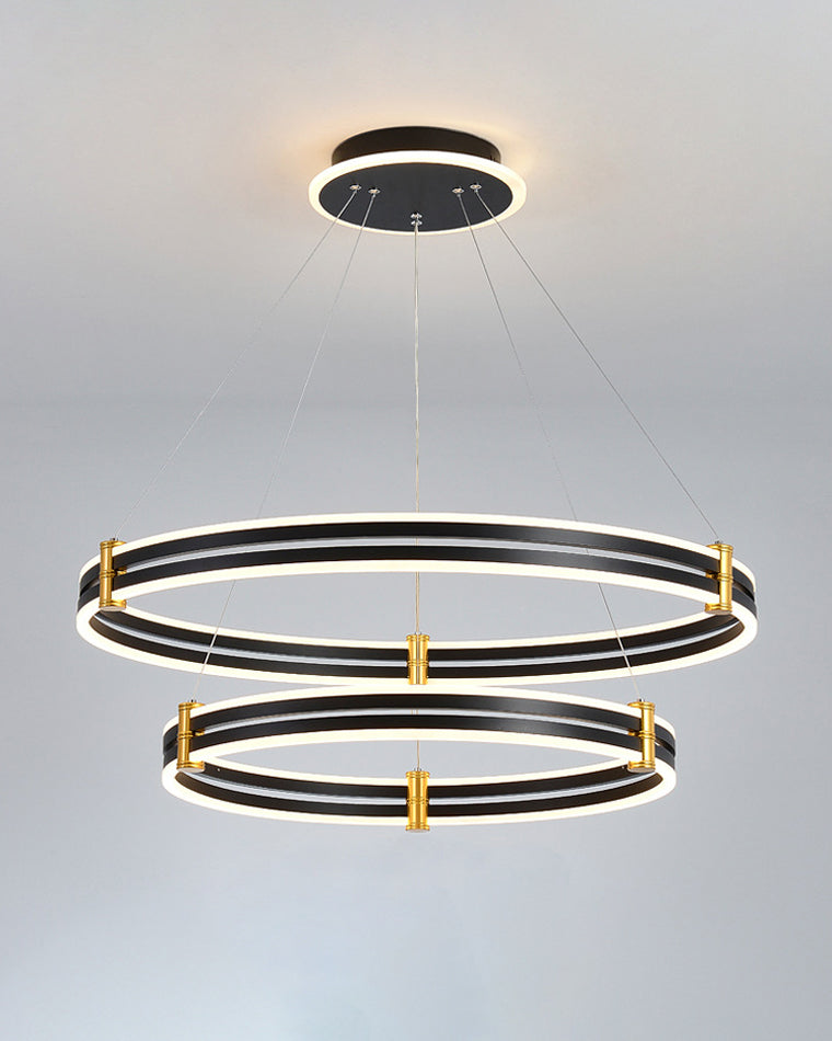 Diff Tiered Black Rings Chandelier-DF2172