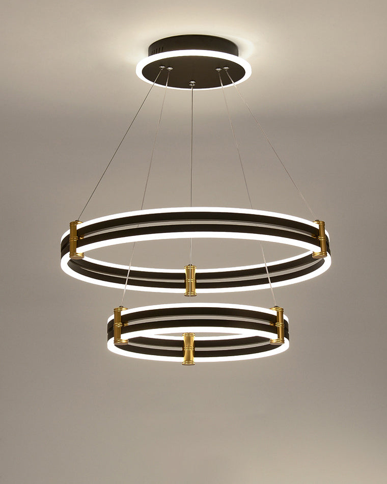 Diff Tiered Black Rings Chandelier-DF2172