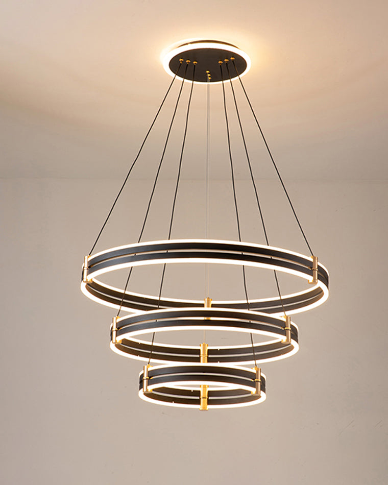Diff Tiered Black Rings Chandelier-DF2172