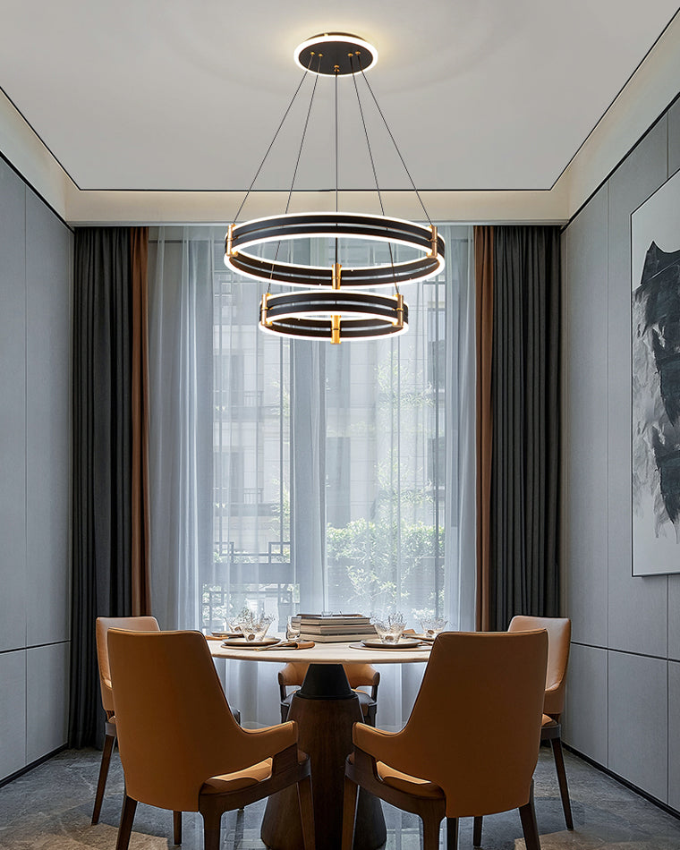 Diff Tiered Black Rings Chandelier-DF2172